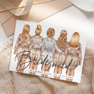 Invitación ¿Serás mi dama de honor? Chicas con batas V3