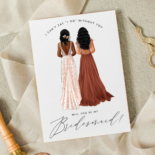 Invitación ¿Serás Mi Dama de Honor? Chicas con Vestidos