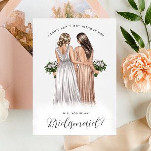 Invitación ¿Serás mi dama de honor? Chicas con vestidos V2 In