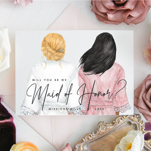 Invitación ¿Serás mi Dama de Honor? Chicas en batas