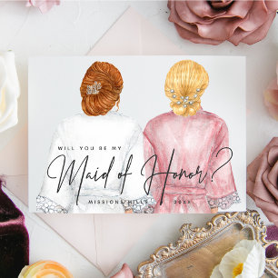Invitación ¿Serás mi Dama de Honor? Chicas en batas