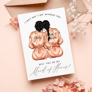 Invitación ¿Serás mi Dama de Honor? Chicas en batas de seda