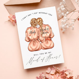 Invitación ¿Serás mi dama de honor? Chicas en batas de seda