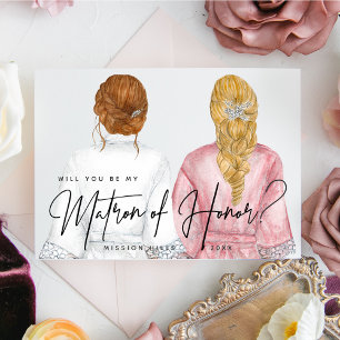 Invitación ¿Serás mi dama de honor? Chicas en batas Inv
