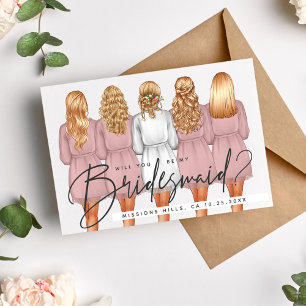 Invitación ¿Serás mi dama de honor? Chicas en batas V2 Invit