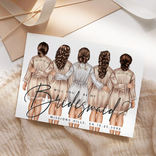 Invitación ¿Serás mi dama de honor? Chicas en batas V3 Invit