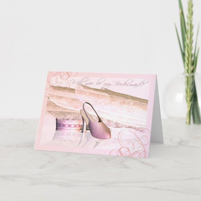 Invitación ¿Serás mi dama de honor? Con un velo y una garta (Anverso)