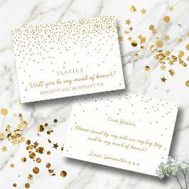 Invitación ¿Serás Mi Dama De Honor Confeti Dorado Vintage