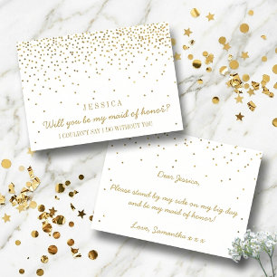 Invitación ¿Serás Mi Dama De Honor Confeti Dorado Vintage