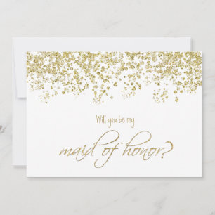 Invitación ¿Serás mi dama de honor? confetti de efecto metali