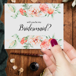 Invitación ¿Serás mi dama de honor Coral Rosa Watercolor