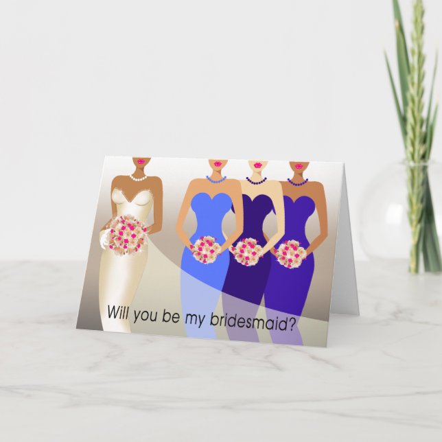 Invitación ¿Serás mi dama de honor? Cortejo Nupcial | cobalto (Anverso)