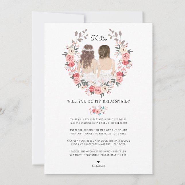 Invitación ¿Serás mi dama de honor/empleada doméstica de mi p (Anverso)