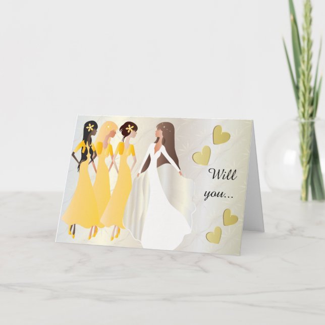 Invitación ¿Serás mi dama de honor en amarillo sol? (Anverso)