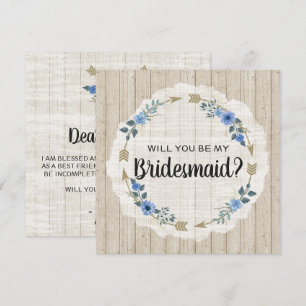 Invitación ¿Serás mi Dama de Honor Flechas Rústicas Boho