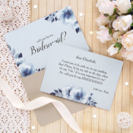 Invitación ¿Serás mi dama de honor Flor azul de Anemones?