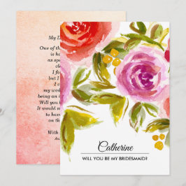 Invitación ¿Serás mi dama de honor? Flora acuarela