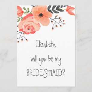 Invitación "Serás mi dama de honor" Floral Rubor