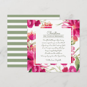 Invitación ¿Serás mi dama de honor? Floral verde de Fuchsia