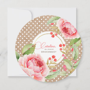 Invitación ¿Serás mi dama de honor? Flores acuarelas