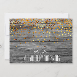 Invitación ¿Serás mi dama de honor? Fondo de madera