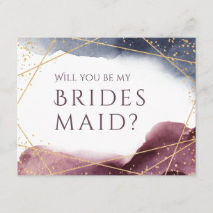 Invitación ¿Serás mi dama de honor geométrico de acuarela