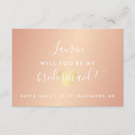Invitación ¿Serás mi dama de honor - Glam Heart Rosa Gold