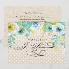 Invitación ¿Serás mi dama de honor Jr.? Flora acuarela