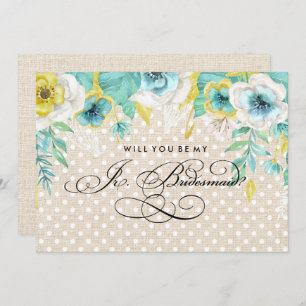 Invitación ¿Serás mi dama de honor Jr.? Flora acuarela