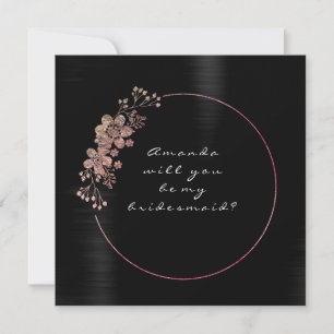 Invitación Serás mi dama de honor negro rosado