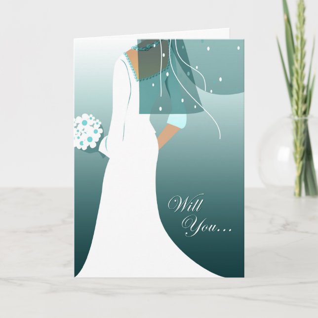 Invitación ¿serás mi dama de honor? : novia elegante (Anverso)