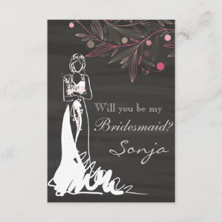 Invitación Serás mi dama de honor - Novia y Flores