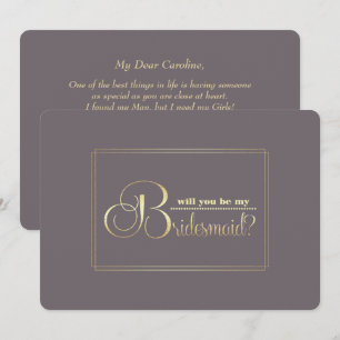 Invitación ¿Serás mi dama de honor? Oscuro Mocha Gold