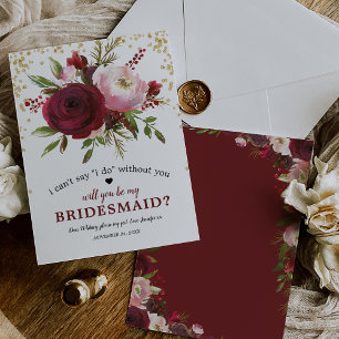 Invitación ¿Serás mi dama de honor Óxido Burgundy Rubor