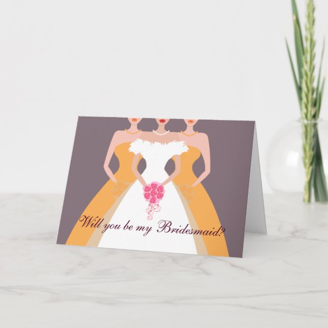 Invitación ¿Serás mi dama de honor? Partido Bridal (naranja) (Anverso)