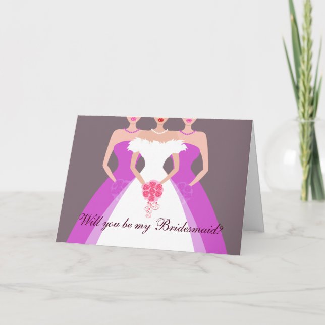 Invitación ¿Serás mi dama de honor? Partido Bridal (púrpura) (Anverso)