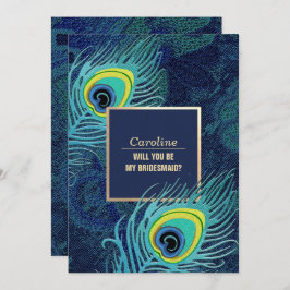 Invitación ¿Serás mi dama de honor? Peacock Feather