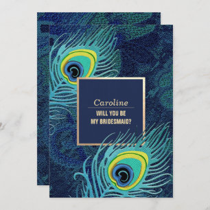 Invitación ¿Serás mi dama de honor? Peacock Feather