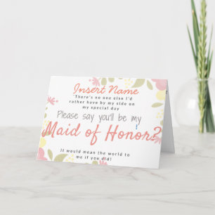 Invitación ¿Serás mi dama de honor? personalizado de la tarje