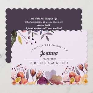 Invitación ¿Serás mi dama de honor? Pluma de flores otoñales