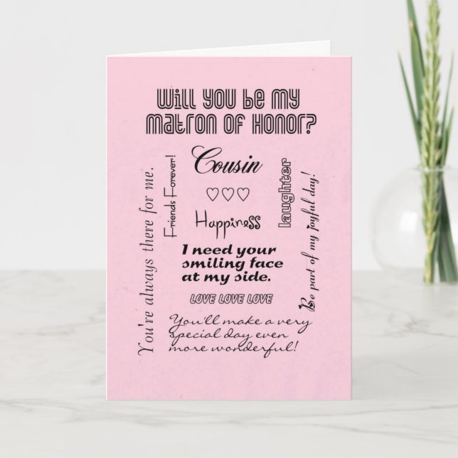 Invitación ¿Serás mi dama de honor, prima Pink? (Anverso)