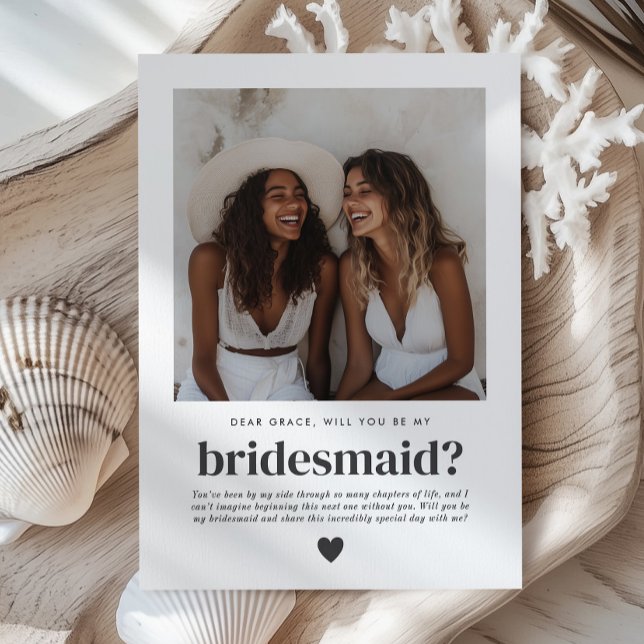 Invitación ¿Serás Mi Dama de Honor Propuesta de Foto (Will You Be My Bridesmaid Photo Proposal Card)