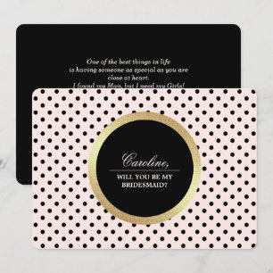 Invitación ¿Serás mi dama de honor? Puntos negros rosados de