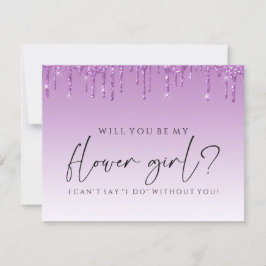 Invitación ¿Serás mi dama de honor - Purpurina morado goteo