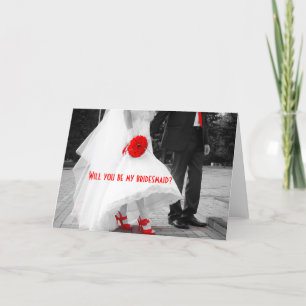 Invitación ¿Serás mi dama de honor? Rojo blanco negro de novi