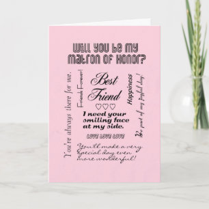Invitación ¿Serás mi dama de honor, rosa, mejor amiga?