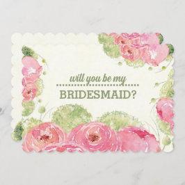 Invitación ¿Serás mi dama de honor? Rosas románticos