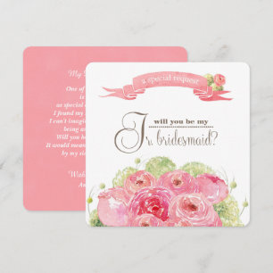 Invitación ¿Serás mi dama de honor? Rosas románticos