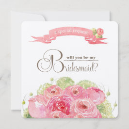 Invitación ¿Serás mi dama de honor? Rosas románticos
