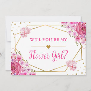 Invitación ¿Serás Mi Dama de Honor Rosas Rosadas Bodas